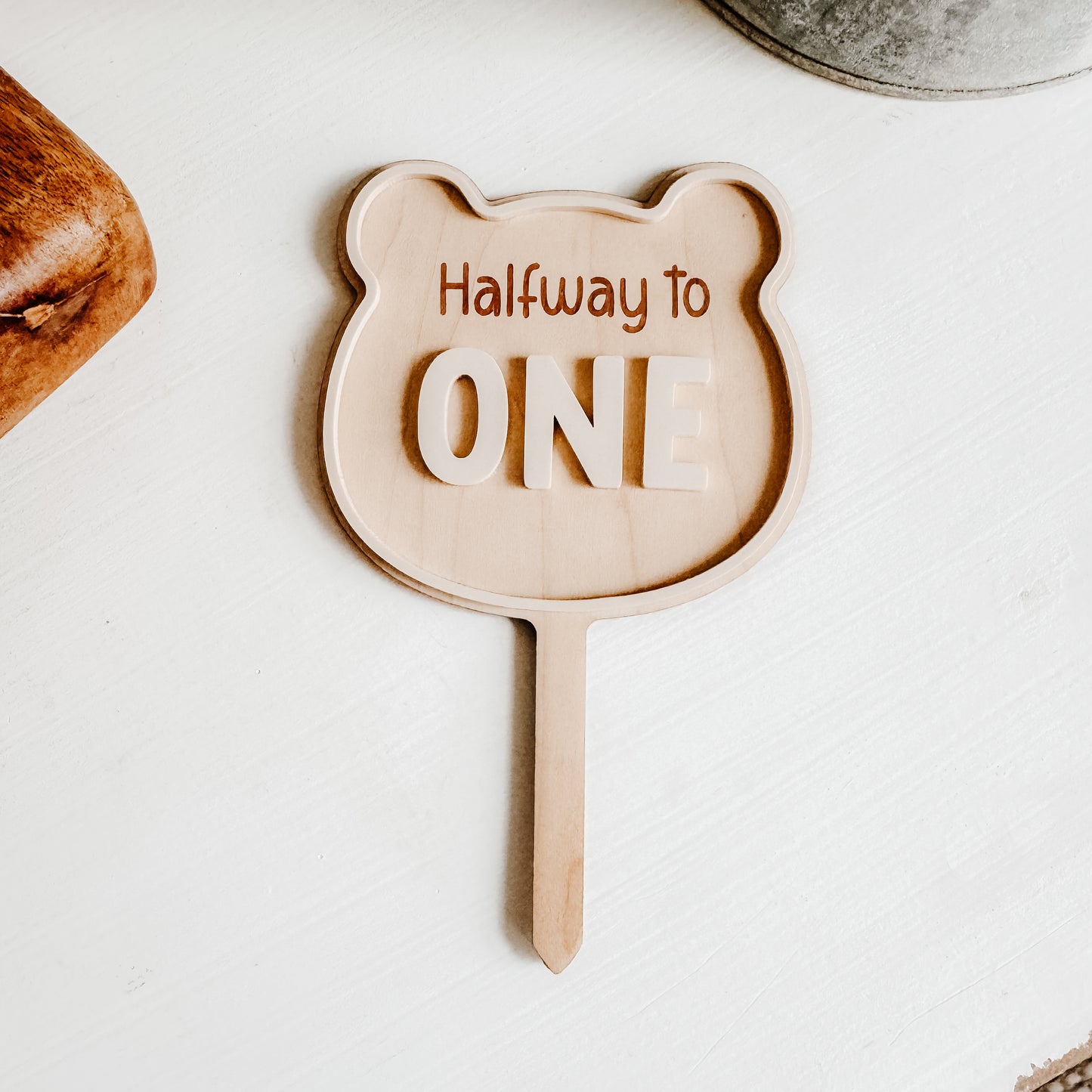 “Halfway to One” Bear Cake Topper